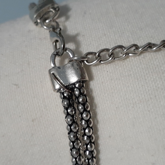 Silver Tone Owl Pendant Necklace with Black Stone - Picture 10 of 10